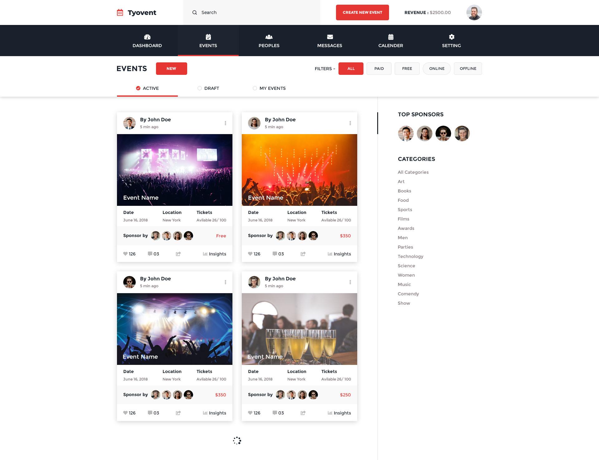 Tyovent - Event Management Dashboard HTML Template screenshot 2