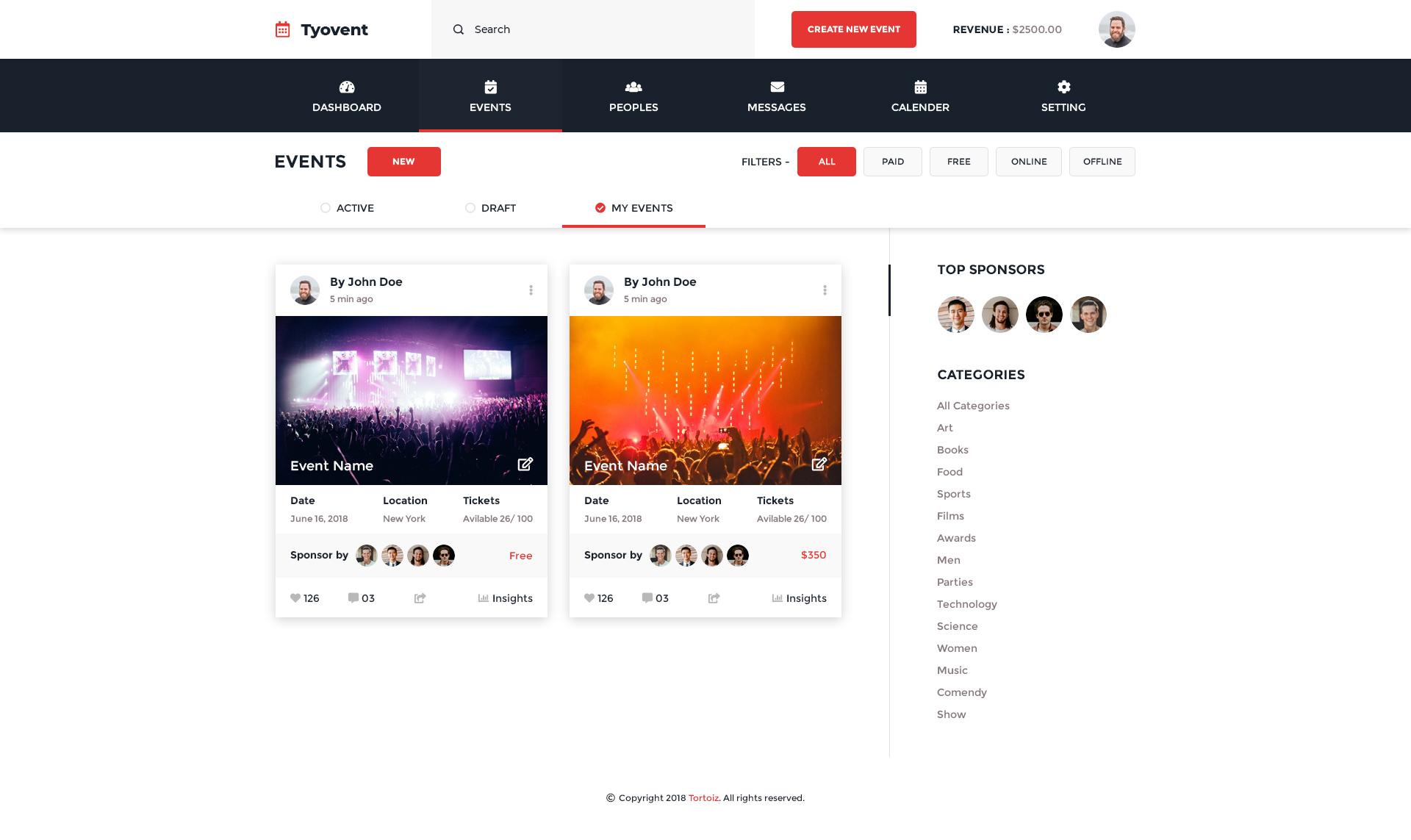 Tyovent - Event Management Dashboard HTML Template screenshot 4