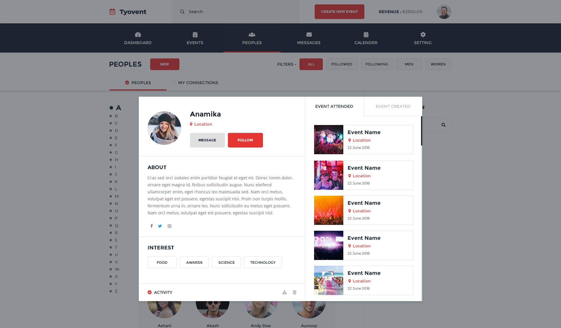 Tyovent - Event Management Dashboard HTML Template screenshot 6