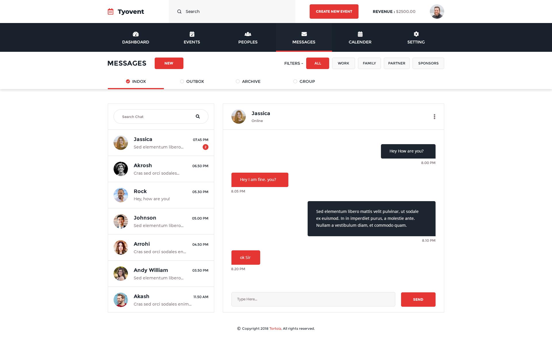 Tyovent - Event Management Dashboard HTML Template screenshot 8