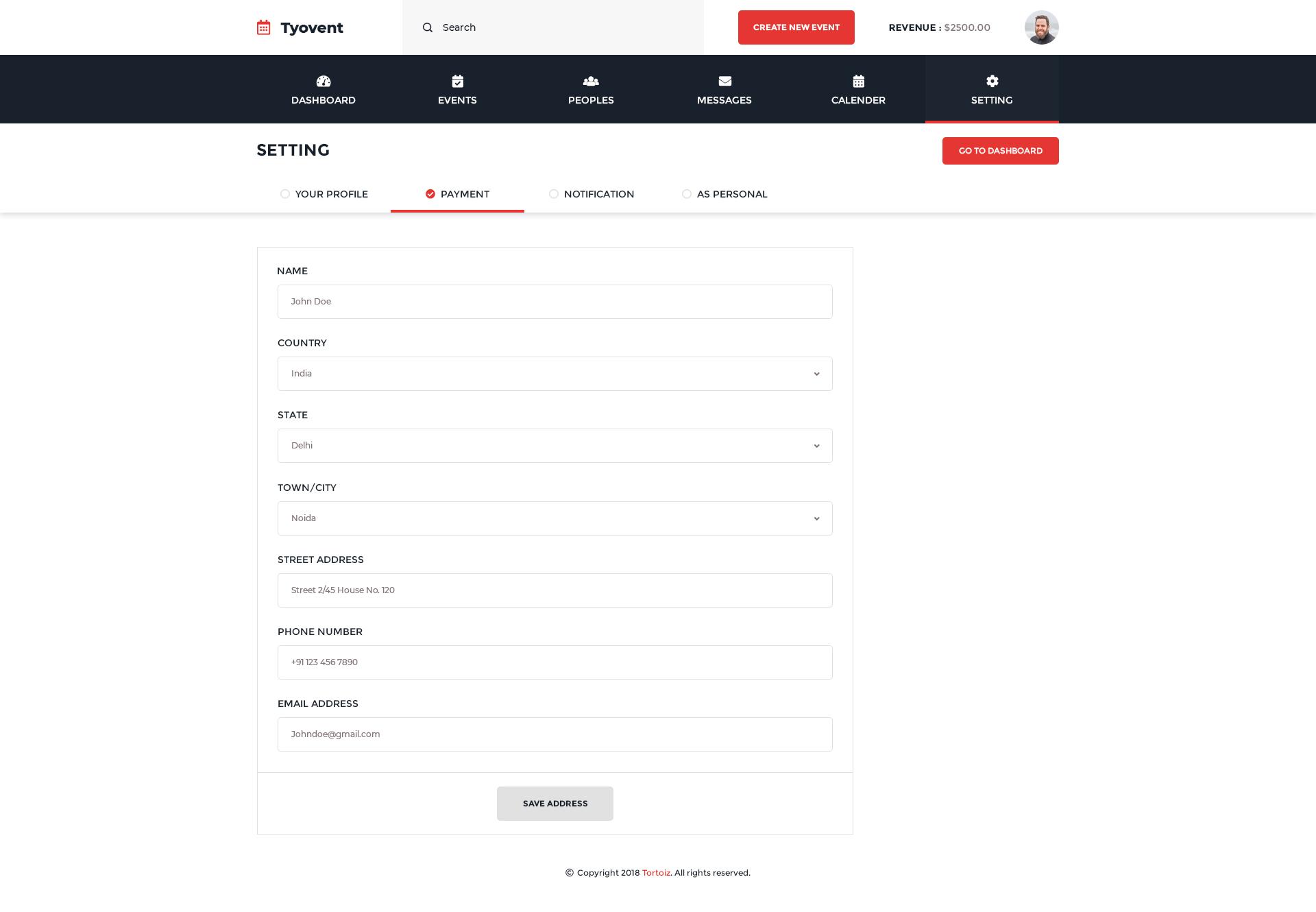 Tyovent - Event Management Dashboard HTML Template screenshot 12