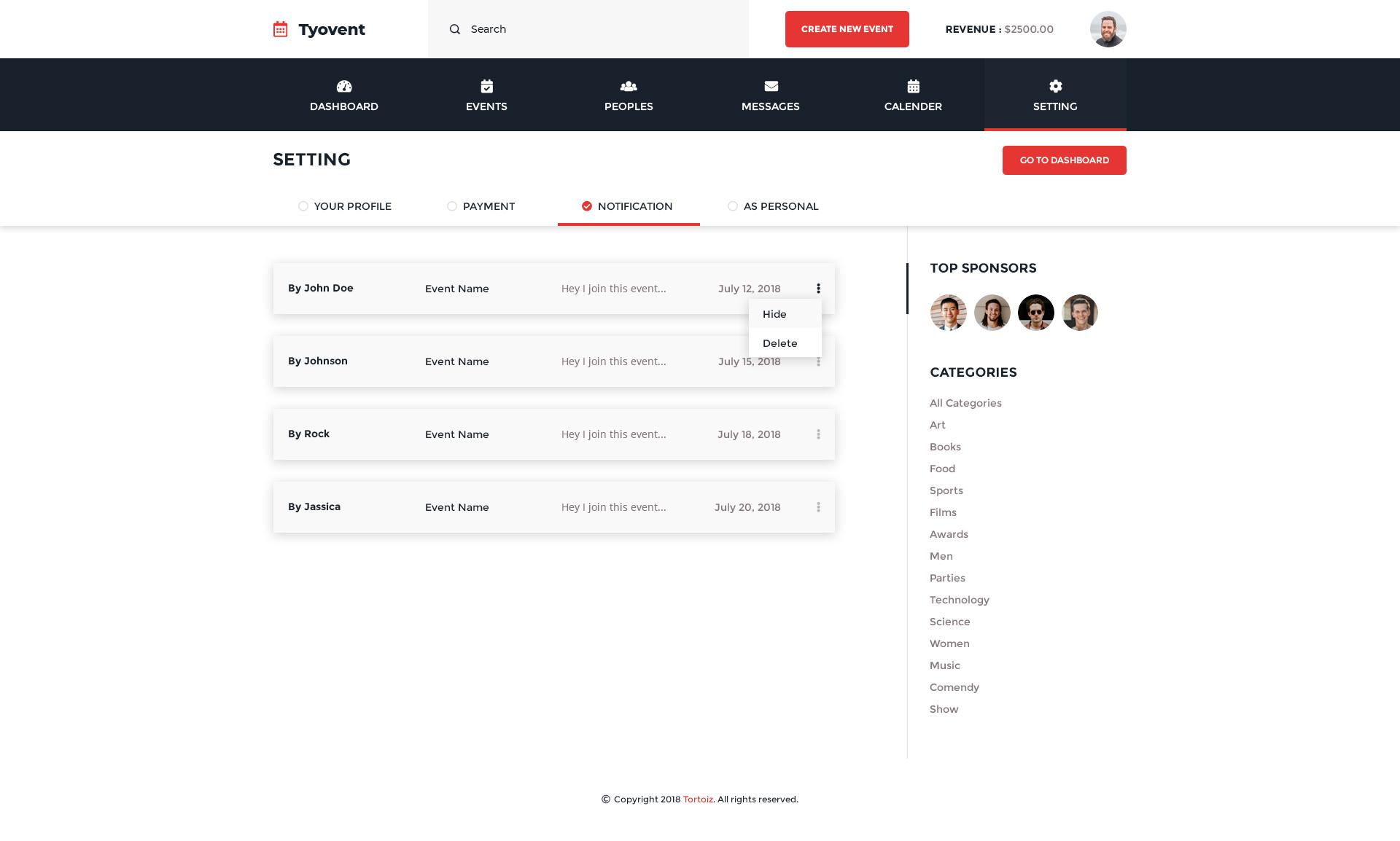 Tyovent - Event Management Dashboard HTML Template screenshot 13