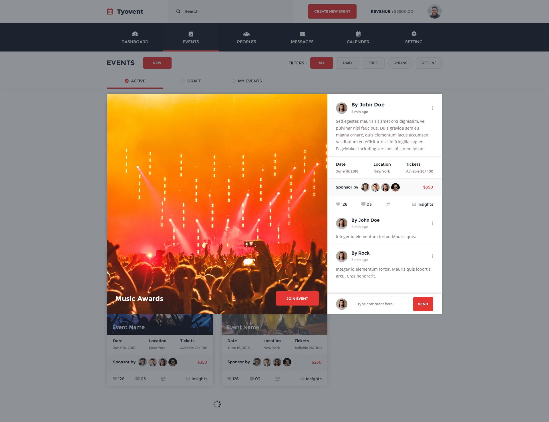 Tyovent - Event Management Dashboard HTML Template screenshot 16