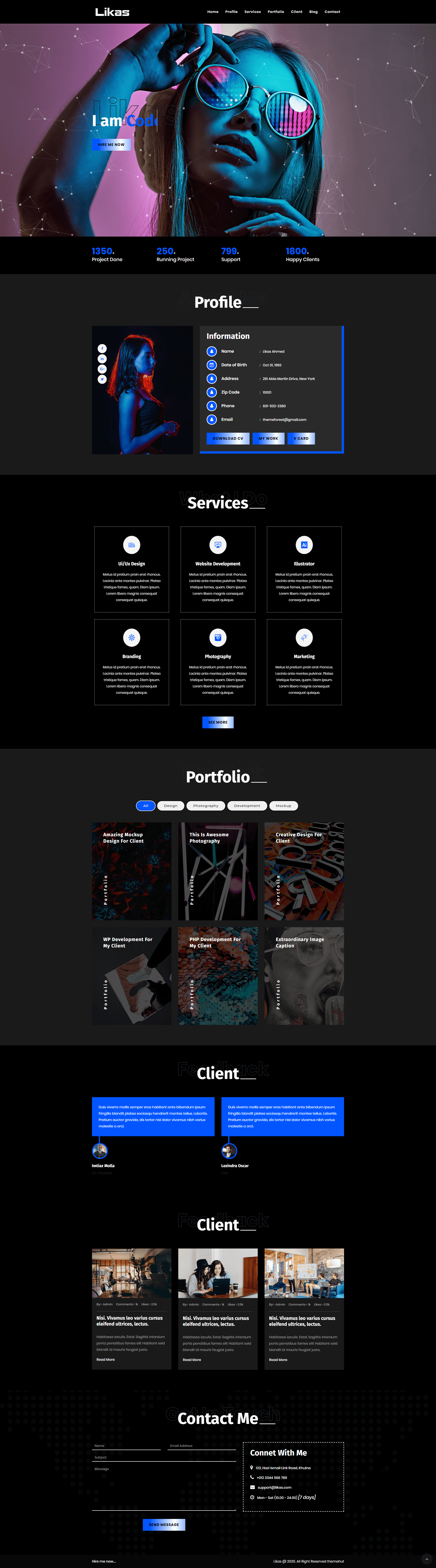 Likas - Personal Portfolio Html Template screenshot 1