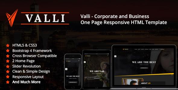 Valli - Corporate and Business One Page Responsive HTML Template screenshot 1