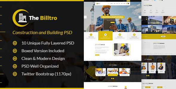 The Billtro - Construction and Building PSD Template The Billtro - Construction and Building PSD Template