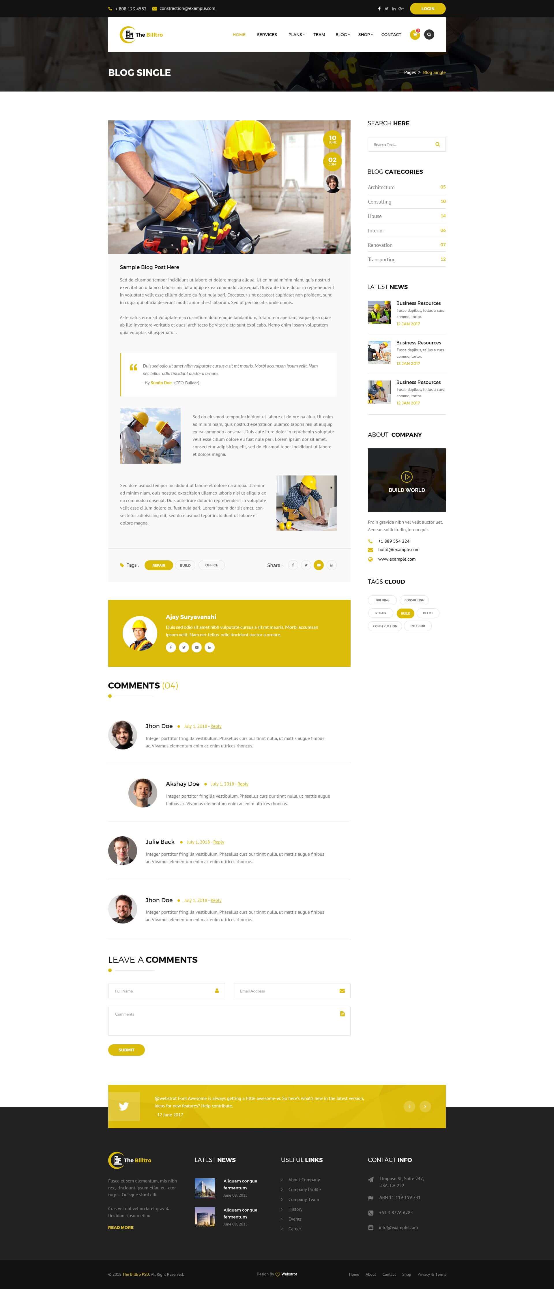 The Billtro - Construction and Building PSD Template screenshot 10