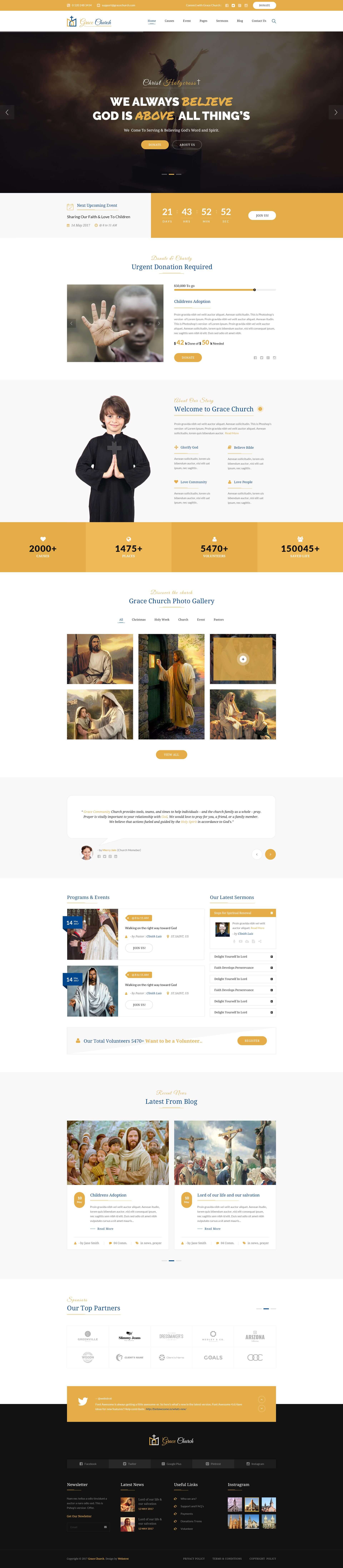 Grace Church - Charity & Church Bootstrap HTML Template screenshot 2