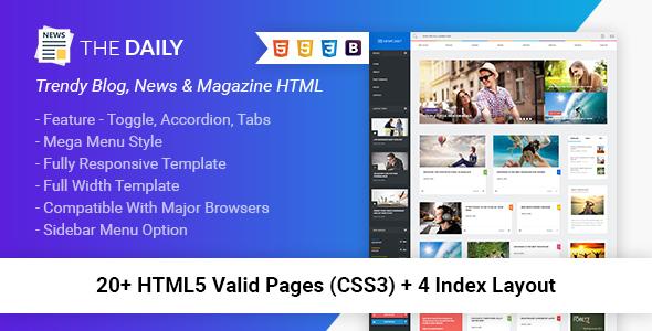 The Daily – Trendy Blog, News & Magazine HTML Template