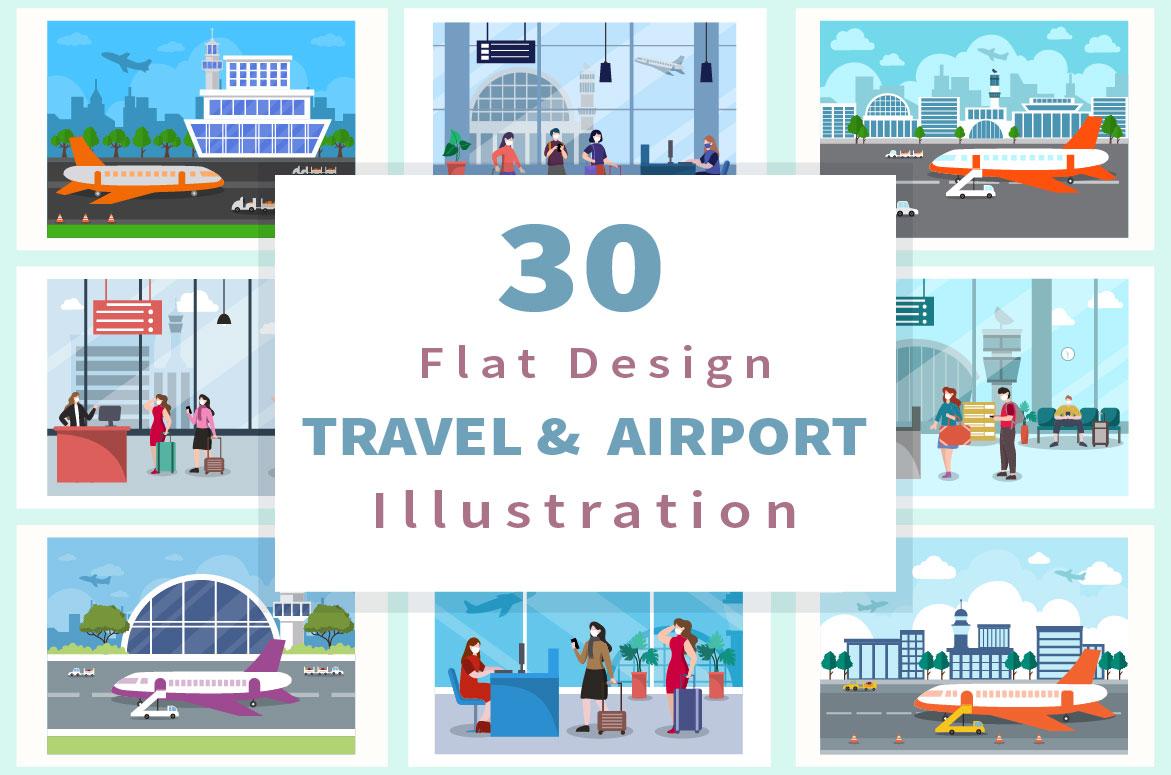 30 Airport Flat Design Illustration screenshot 1