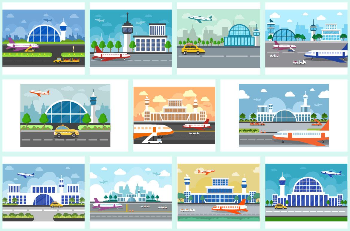 30 Airport Flat Design Illustration screenshot 2