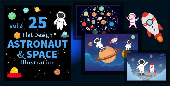 25 Astronaut and Space Background Illustration