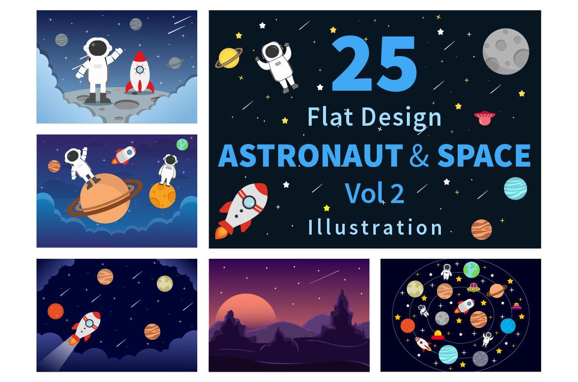 25 Astronaut and Space Background Illustration screenshot 1