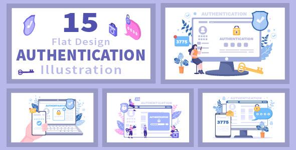 15 Authentication Security Flat Illustration