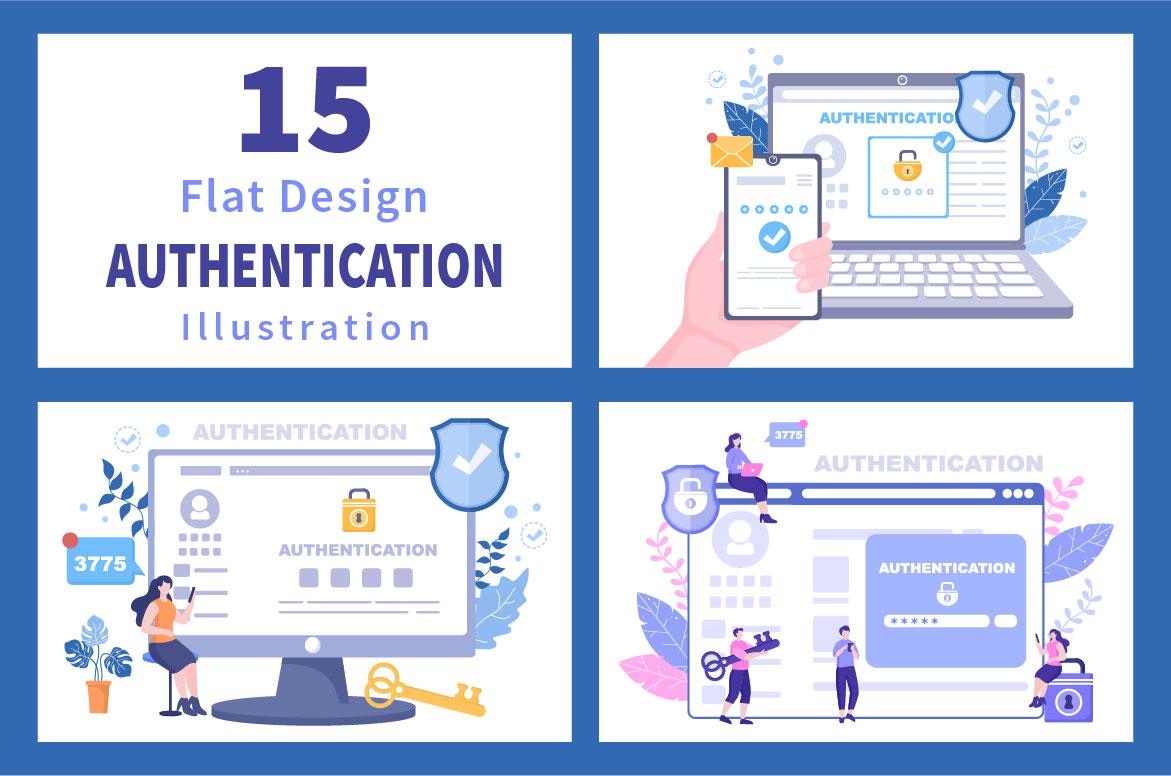 15 Authentication Security Flat Illustration screenshot 1
