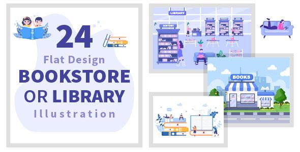 24 Bookstore or Library Illustration
