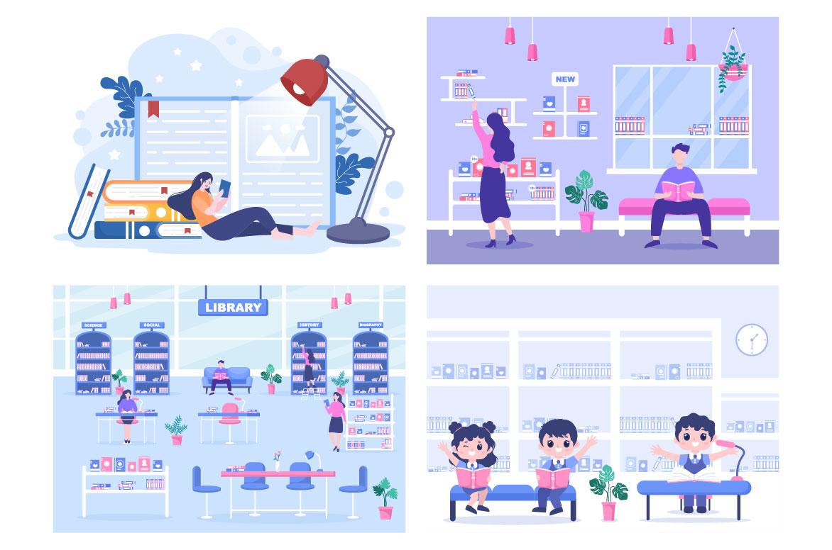 24 Bookstore or Library Illustration screenshot 3