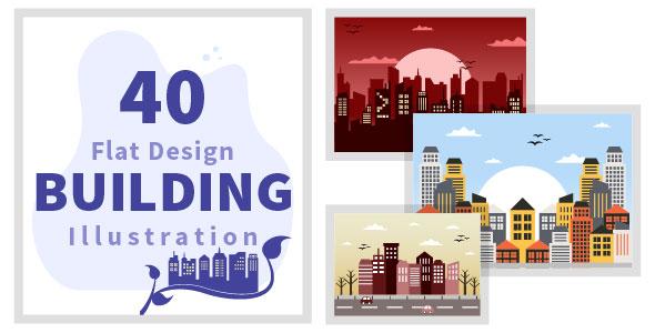 40 Buildings Background Illustration 40 Buildings Background Illustration - Psd Templates