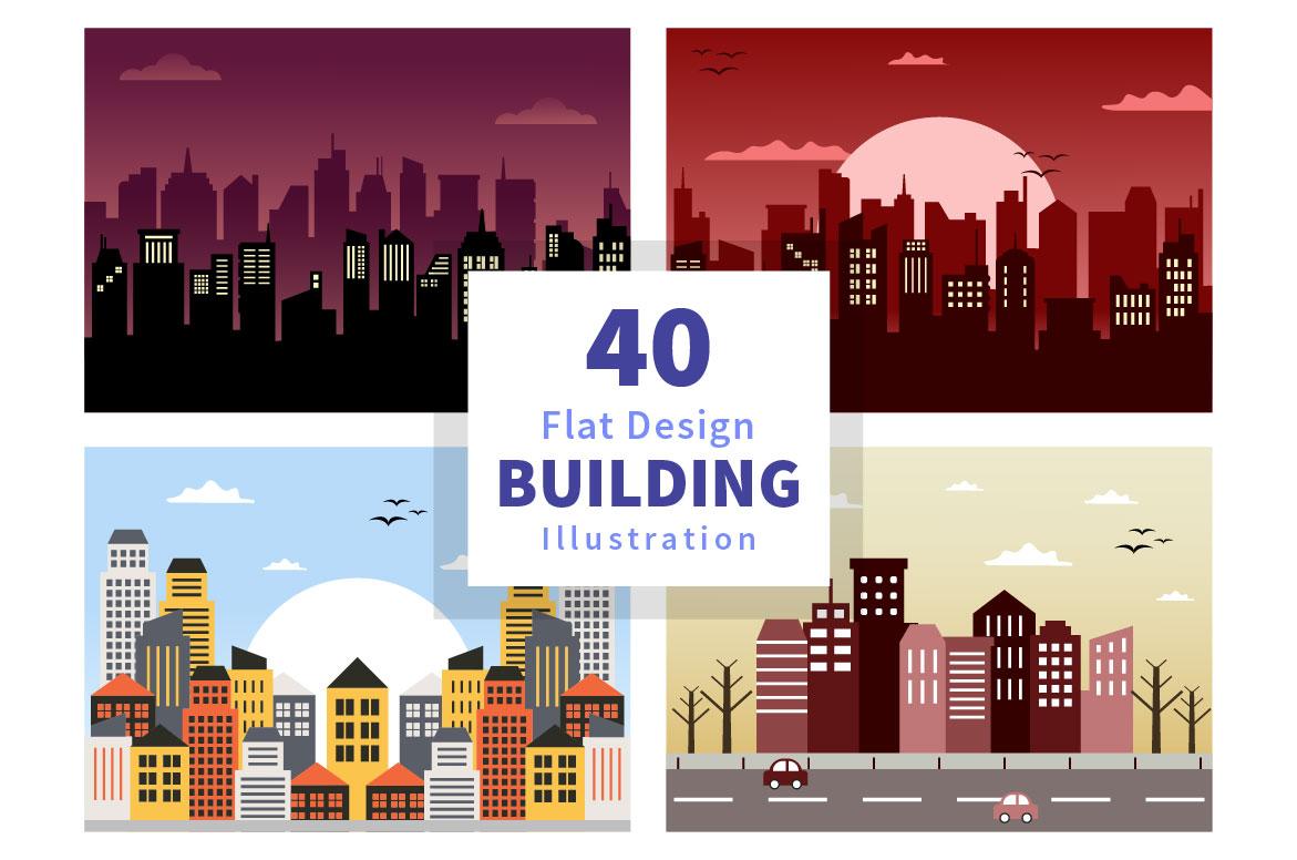 40 Buildings Background Illustration screenshot 1