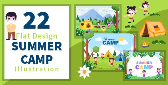 22 Summer Camp Landscape Illustration 22 Summer Camp Landscape Illustration - Travel