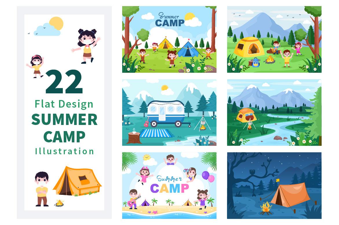 22 Summer Camp Landscape Illustration screenshot 1