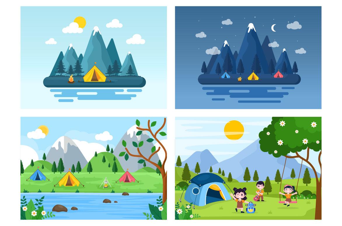 22 Summer Camp Landscape Illustration screenshot 2