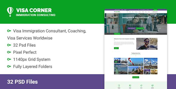 Visa Corner | Immigration and Consulting Psd Template Visa Corner | Immigration and Consulting Psd Template