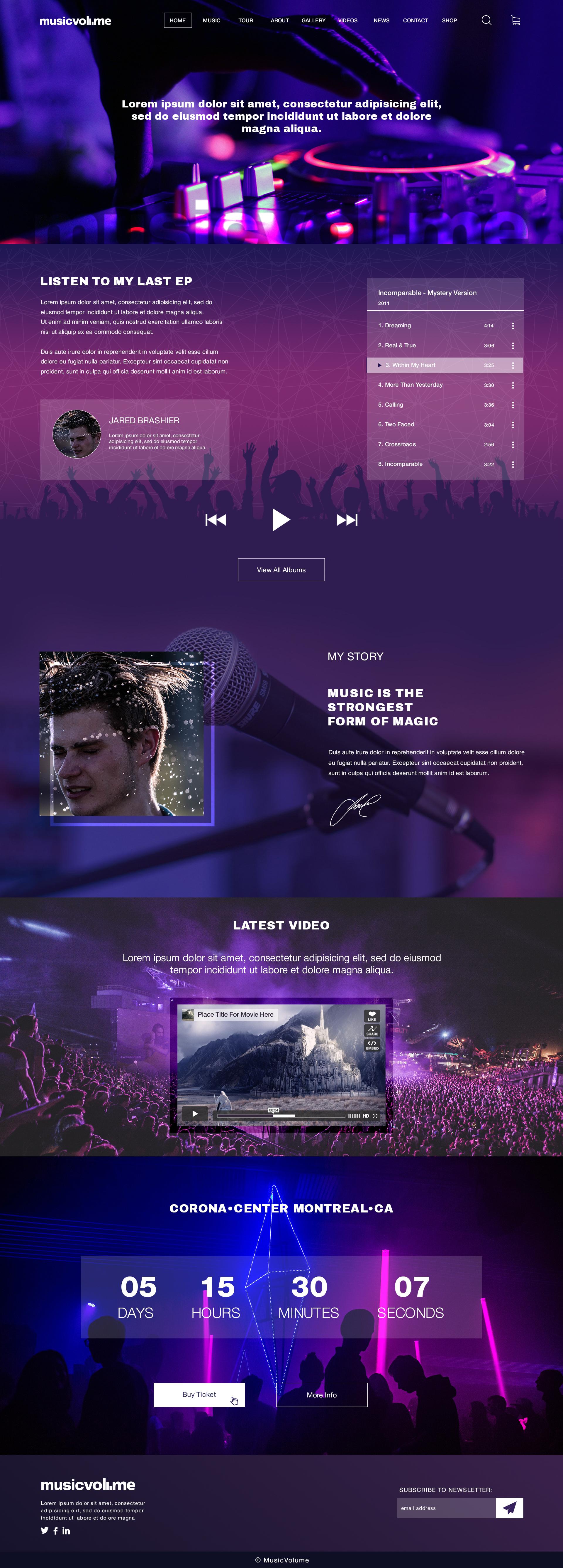 Musicvolume | PSD Theme for Bands, Musicians, Artists and the Music Industry screenshot 1