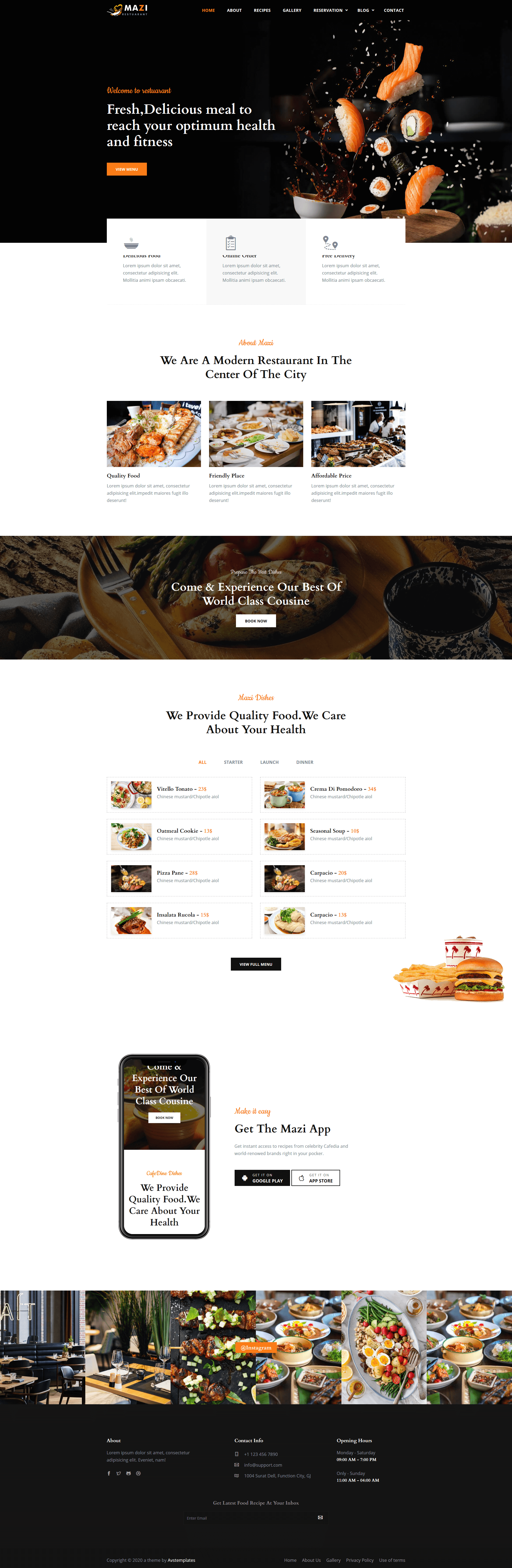 Mazi - Fast Food & Restaurant HTML Template screenshot 1