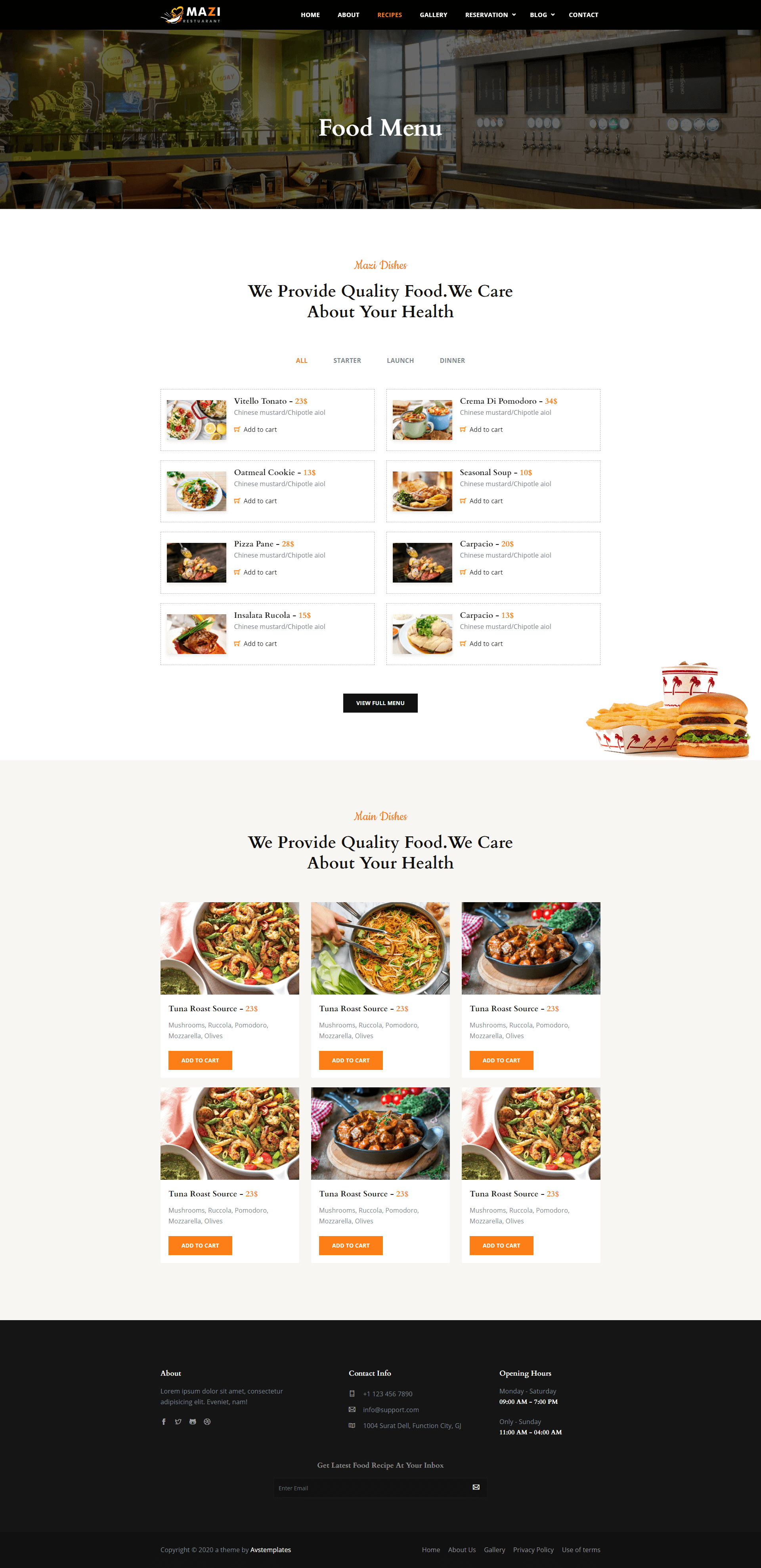 Mazi - Fast Food & Restaurant HTML Template screenshot 3