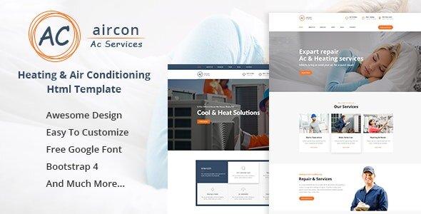 Aircon Lite – Air Conditioning Services Bootstrap 4 Template