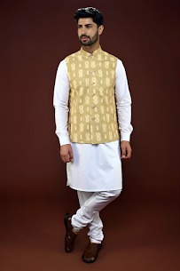Elevate Your Style with our Vibrant Yellow Printed Modi Jacket screenshot 1