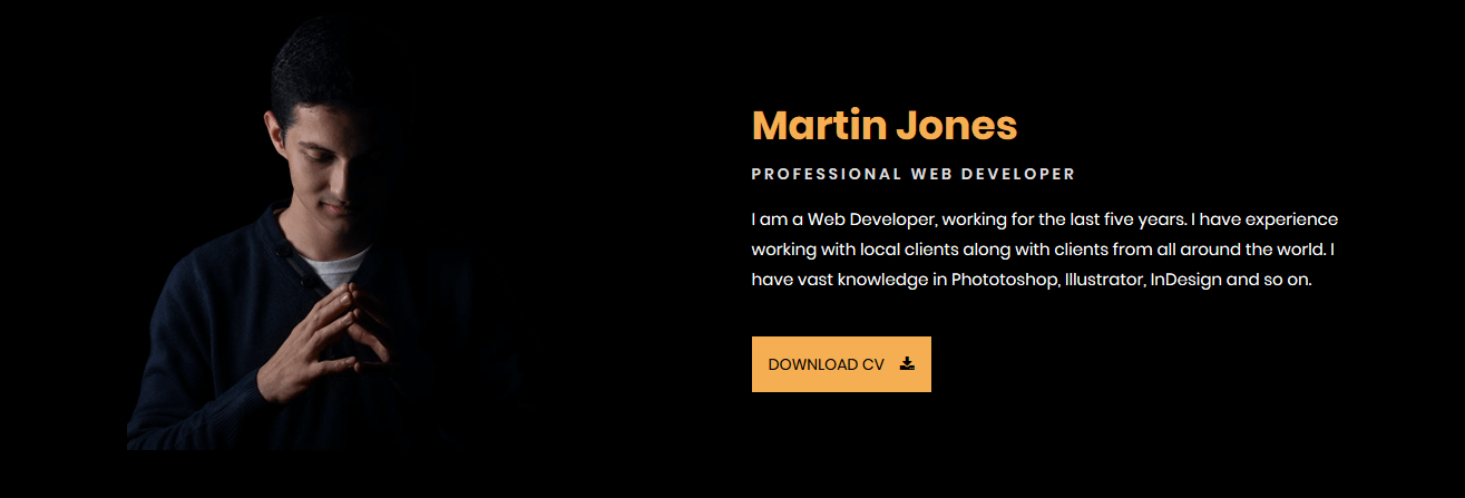 Martin - Personal Portfolio Bootstrap 4 Template screenshot 1