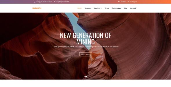 Unearth - Mining Company Landing HTML Template