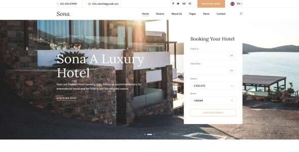 Sona - Booking & Accommodation Website Template