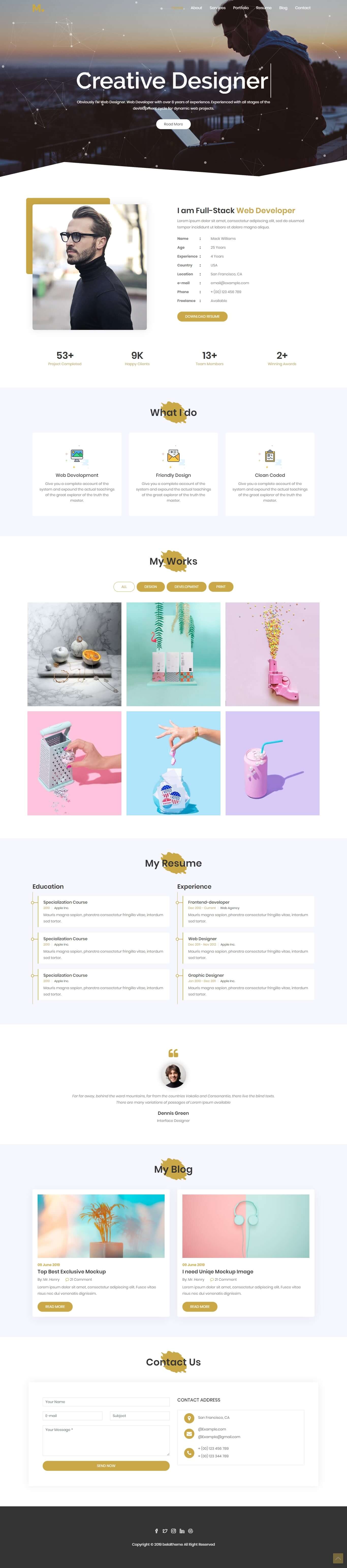 Mira - Creative Resume Portfolio HTML5 Template screenshot 1