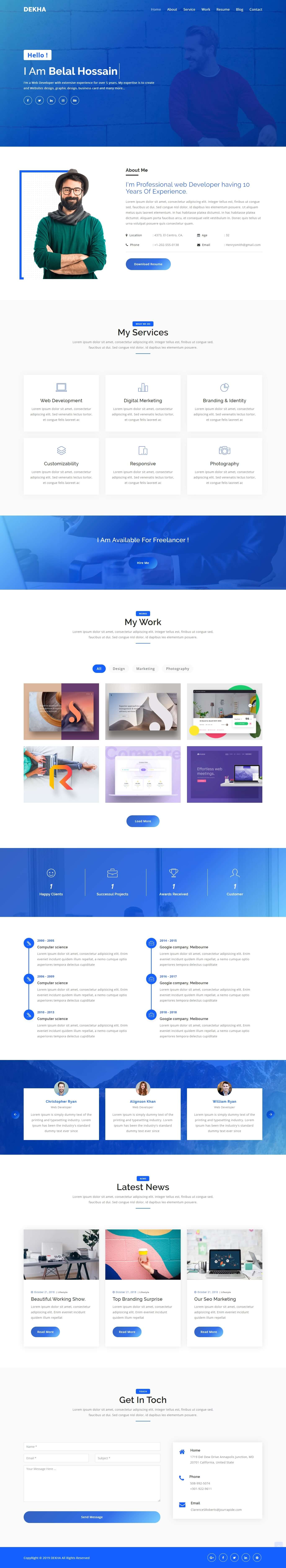 Dekha Personal Portfolio Template screenshot 1