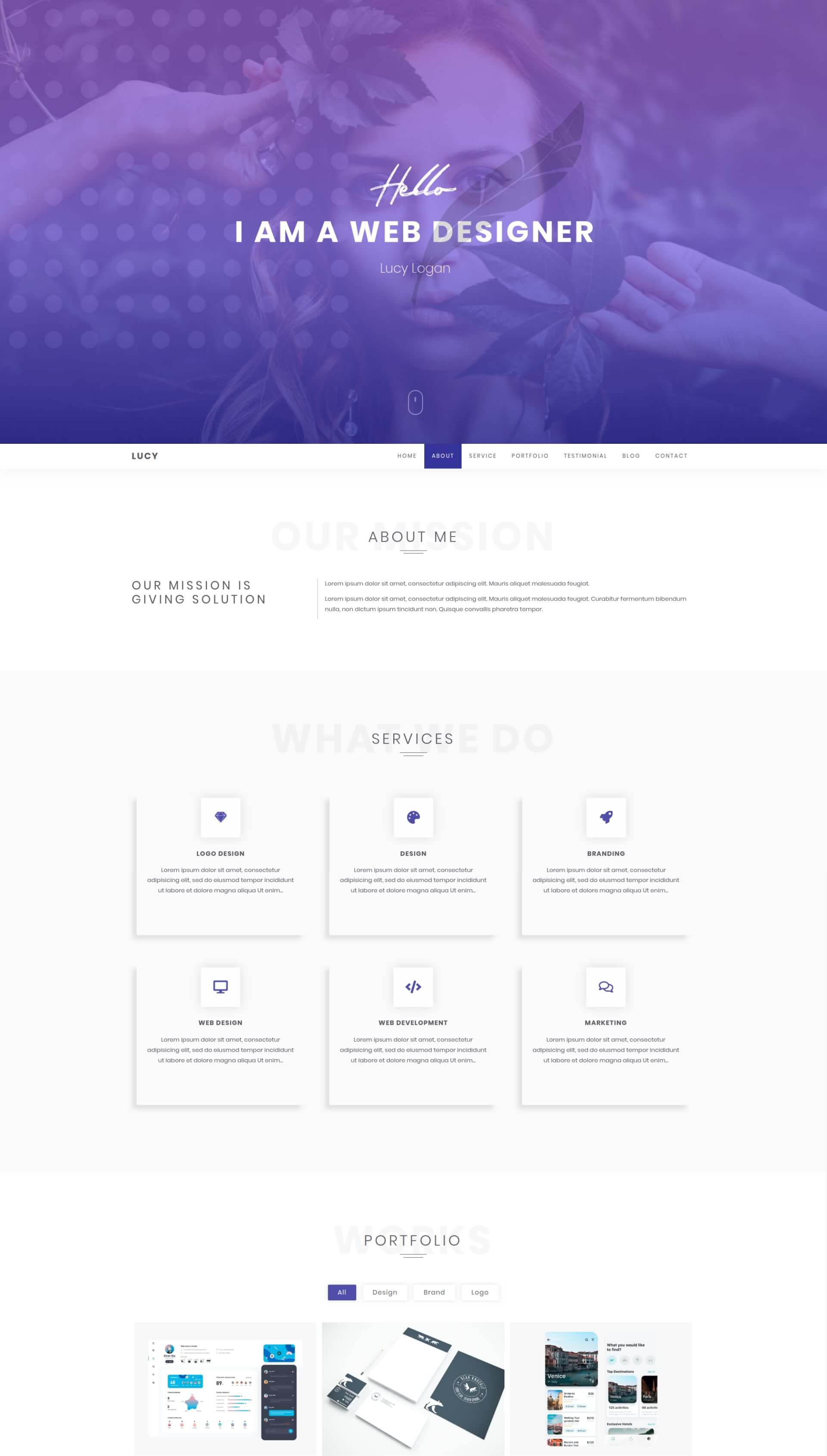Lucy - Personal Portfolio Template screenshot 1