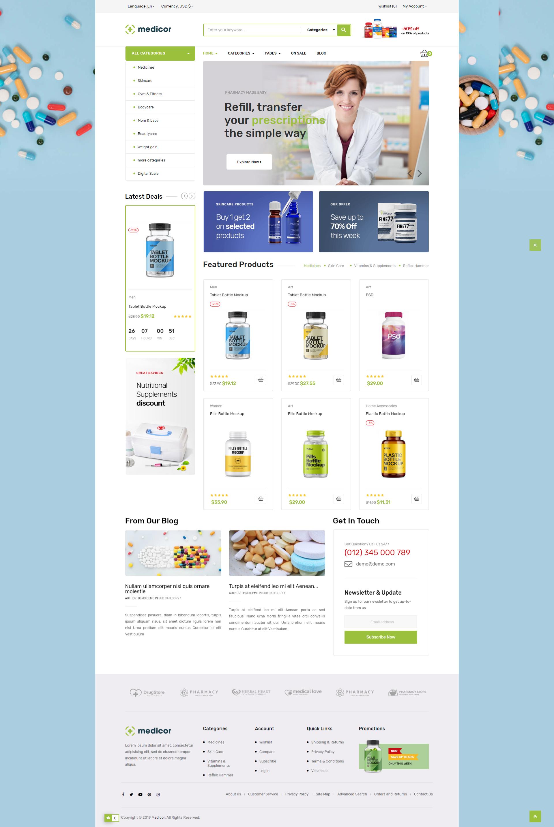 Medicor - Pharmacy Store PrestaShop Template screenshot 1