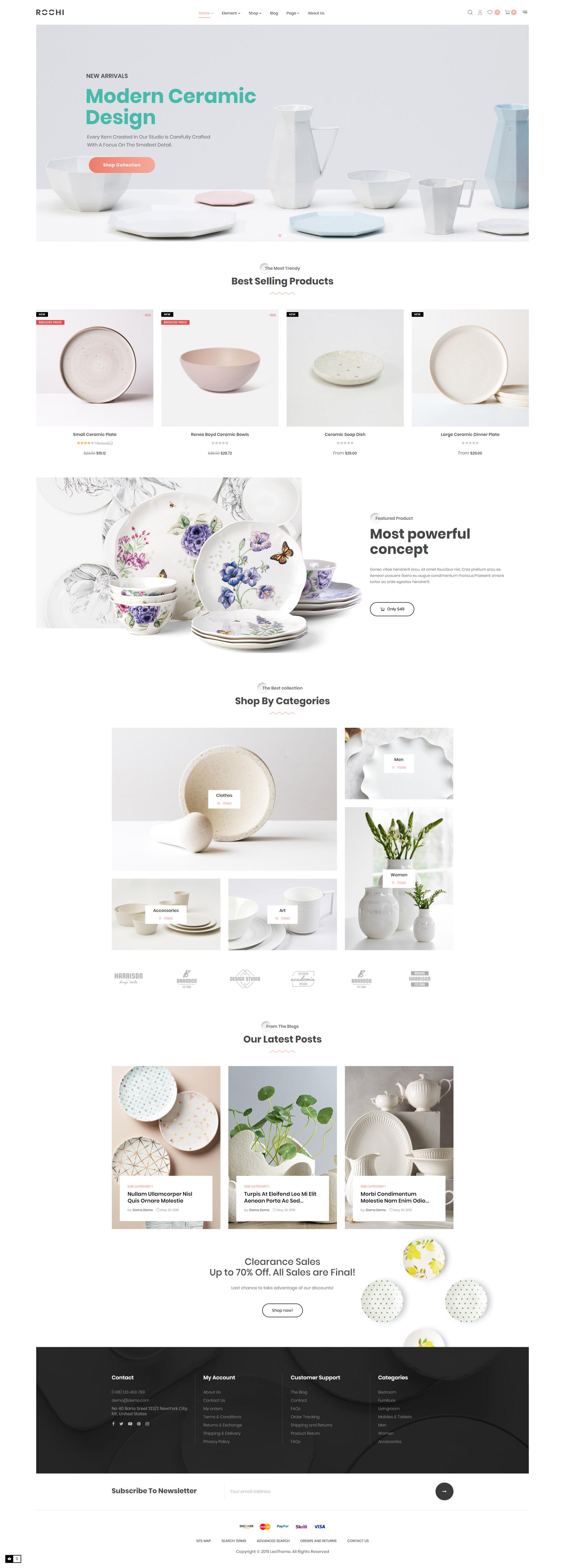 Leo Rochi - Ceramics & Pottery Decor E-commerce Prestashop 1.7 Theme screenshot 1