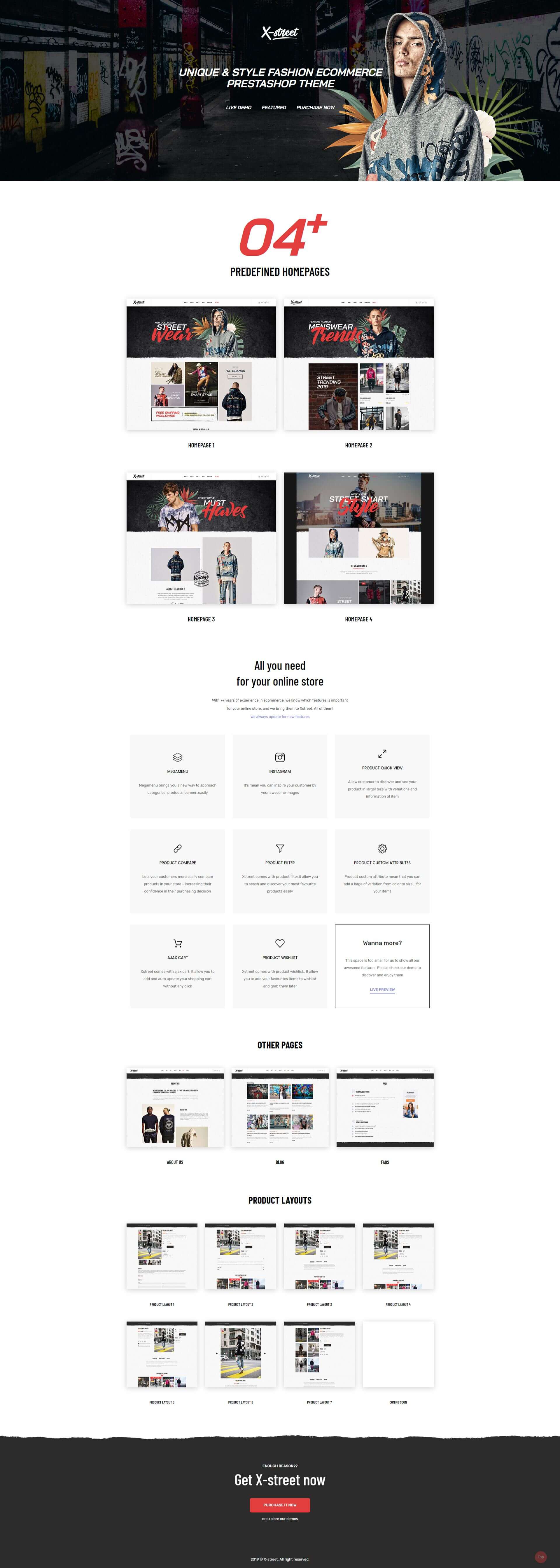 Xstreet - Street Fashion Boutique Prestashop Theme screenshot 1
